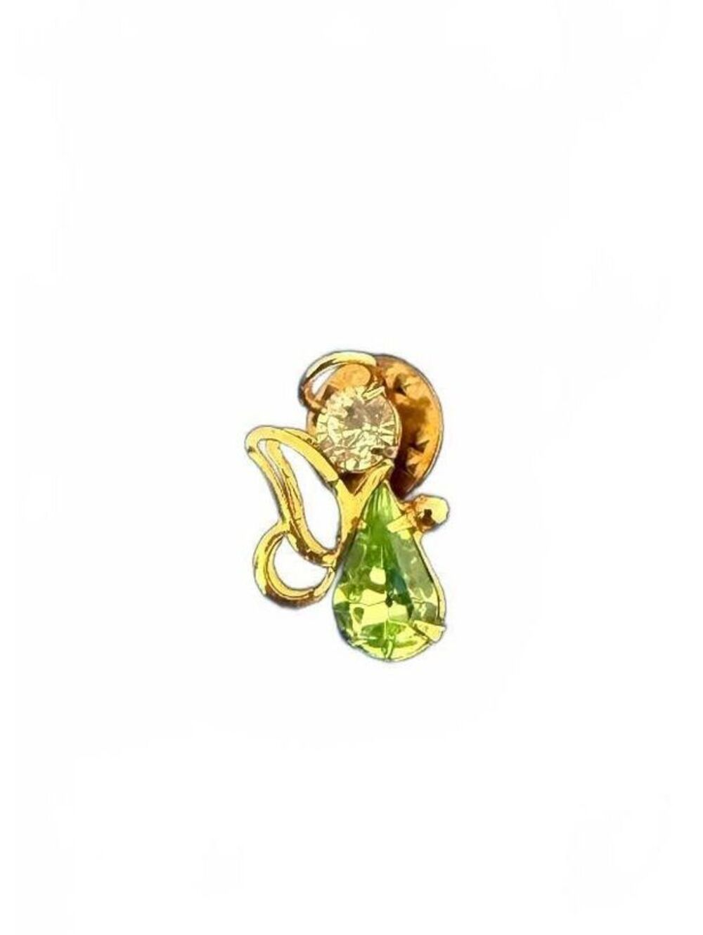 Guardian Angel Peridot Tone Rhinestone Birthstone August Wings Halo Pin